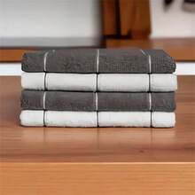 4件套棉质条纹厨房抹布套装，易于清洁，带挂钩，格子图案 - 30*30cm - 查看 12