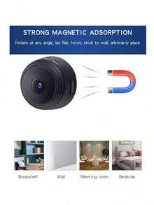 1pc Mini Wireless WiFi Security Camera. Made Of ABS Material, Supports Smart Loop Recording, HD Infrared Night Vision, Strong Magnetic Attachment, And Long Standby Time. - Black - View 8
