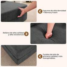 zxxATO Sofa Cama Indidual 4 en 1 Memory m - Sofa para Sala - Incluye Coin/Almoada de Es scoelas - Sofa Comprimido con Tela Suave Desmontable - Sillon Indidual Gris Oscurosofa cama - Gris Oscuro - Ver 5