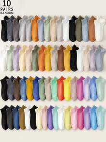 5/10/20 Đôi tất cổ ngắn nữ màu trơn, đơn giản, thời trang, đa năng, thoải mái và thoáng khí. - Nhiều màu - Xem 14
