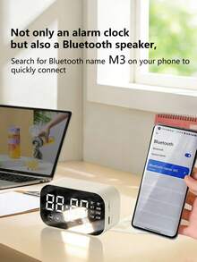 AKKHOO Đồng hồ báo thức kiêm loa Bluetooth đa chức năng, màn hình gương hiển thị hai chế độ báo thức, đài FM, đồng hồ để bàn di động dành cho học sinh. - Một cỡ - Xem 10