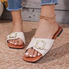 2026新款露趾平底凉鞋，欧美风格 - 白色 - 查看 10