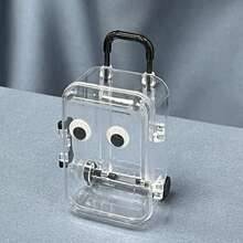 2pcs Mini Ultra Small Suitcase Storage Box With Retractable Wheels, Movable Transparent Jewelry Cute Box - Multicolor - View 3
