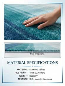 1pc Blue Ocean Style Carpet, Golden Rhombus Velvet (850g/Sqm) Vintage Bohemian Decorative Carpet, Suitable For Living Room, Entrance And Hallway - Multicolor - View 8