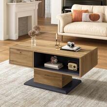 Modern Coffee Table With Double-Sided Storage, Large Shelf And Additional Inner Compartment: Versatile Living Room Table With A Practical Organizational Design. - Gray + Wood - View 2