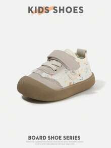 1 Pair Kids' Floral & Lace Decorated Canvas Shoes, Round Toe Low-Top, Hook And Loop Design, Flat Heel, Sweet Casual Style, Suitable For Daily Outings, Campus Activities, Etc. [Please Select Size Based On Actual Cm Measurement] - Beige - View 4