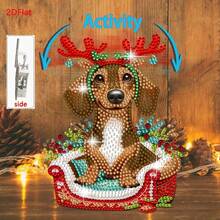 2D Flat DIY Diamond Painting Kit, Diamond Painting Acrylic One Piece Fun Nodding Dog Ornament, Perfect For Desktop Decoration And Christmas Gifts - Shaking Headdress - View 7