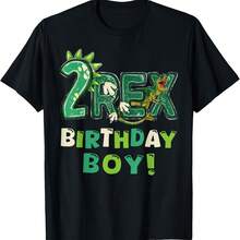 Two Rex 2nd Birthday Second Dinosaur 2 Year Old T-Shirt - Green - View 1