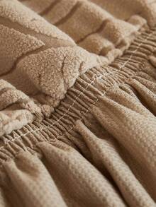1pc Jacquard Leaf Pattern Ruffled Elastic Sofa Cover, Dust-Proof And Dirt-Resistant, Stretch-To-Fit Full Coverage Sofa Protector, Home Decor, Machine Washable, Pillow Cover Not Included - Khaki - View 9