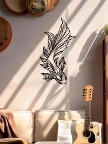 Hello Young 2pcs Metal Carp Wall Hanging Art Decor, Minimalist Line Art Suitable For School, Home Interior Design, Feng Shui, Living Room, Bedroom, Home Decor, Wall Decor, School Surprise, Dorm Decor, Back To School Supplies - 彩色 - 查看 5