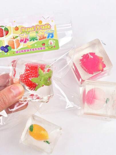 1pc Fruit-Shaped Squeeze Stress Relief Crystal Ice Cube, Slushy Texture To Relieve Stress And Emotions