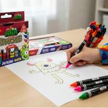 Crayón de cera de 28 colores, no sucia las manos, crayones lavables, dibujo, pintura, palos de crayón, crayones de cera de colores, suministro de arte - Multicolor - Ver 5