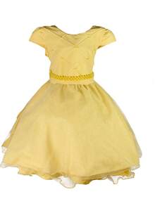 Girls' Short Party Dress - Yellow - View 2