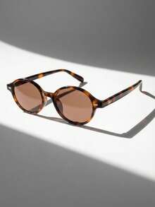 Round Sunglasses, Aesthetic Retro, Lightweight Frame, Preppy Streetwear Style - 動物印花 - 查看 2