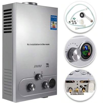 Propane Tankless Water Heater, 1.6-4.8GPM 6L-18L Tankless Instant Hot Water Heater With Digital Display For Home And Indoor