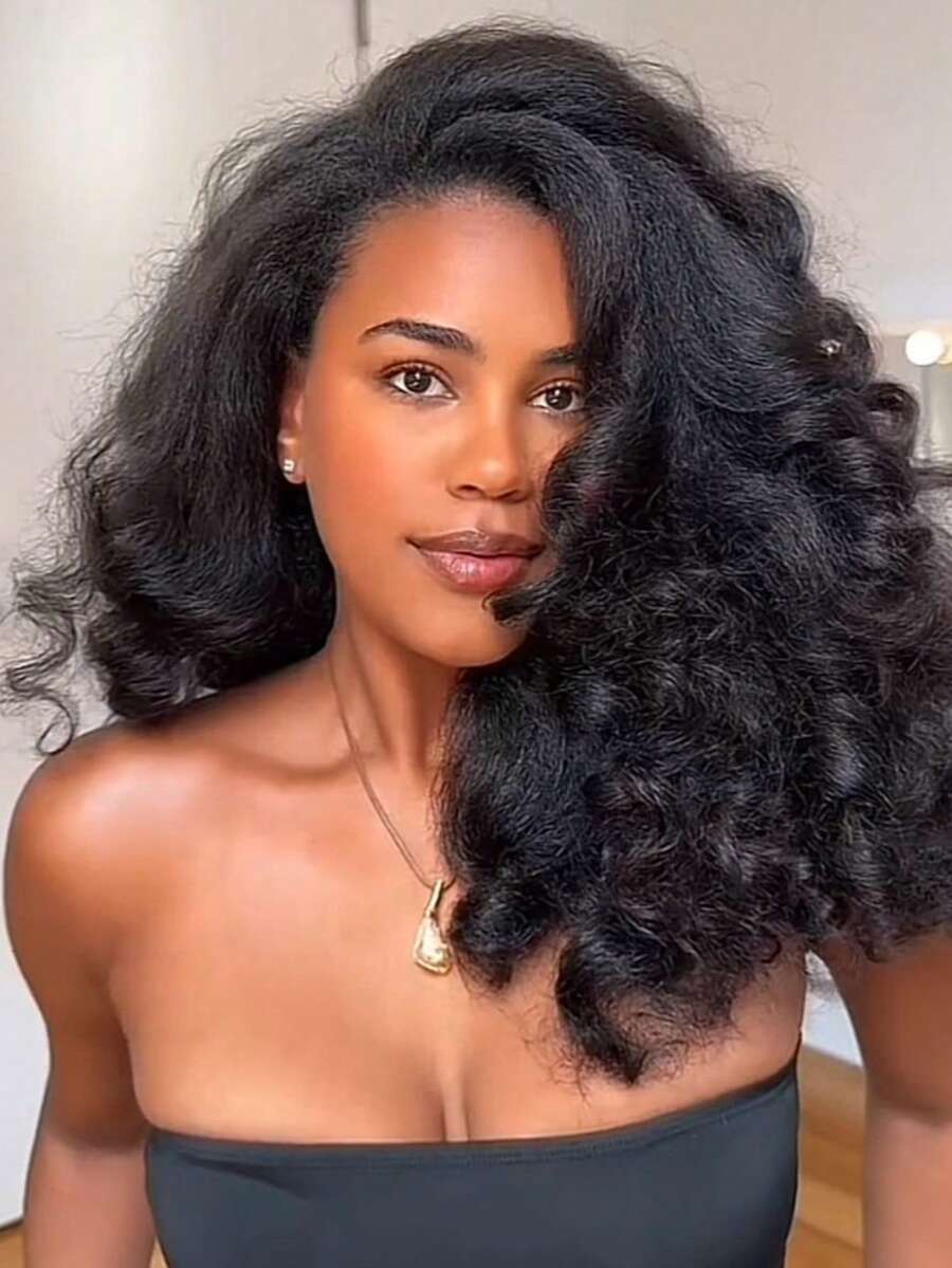 Wear And Go Glueless Wigs Human Hair 3 In 1 Half Wig Drawstring Kinky Straight Glueless Wigs Human Hair  Half Wig Human Hair Glueless Wigs Upgrade 3 IN 1 Half Wig With Drawstring Seamless Clip Ins Flip Over Kinky Curly Human Hair No Glue No Lace For Women 200% Density 14 16 28 30 Inch,22 26 Inch Deep Wave Lace Front Wigs Human Hair Glueless Wigs Human Hair Pre Plucked Pre Cut 13x4 13x6 Lace Frontal Wear And Go Wig For  Women 200% Density With Natural Hairline - Natural Black - 查看 1