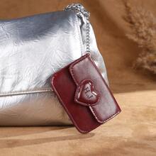 1pc Personalized Leather Card Holder, Customized Name Card Case, Engraved Wallet, Women's Super Slim Wallet, Bridesmaid Wallet, Birthday Gift For Her - Multicolor - View 4