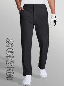 KEFITEVD Men's Golf Pants Stretch Dress Pants Quick Dry Water Resistant Lightweight Flat Front Work Pants Moisture Wicking - 黑色 - 查看 1