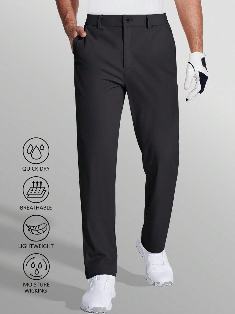 KEFITEVD Men's Golf Pants Stretch Dress Pants Quick Dry Water Resistant Lightweight Flat Front Work Pants Moisture Wicking - 黑色 - 查看 1