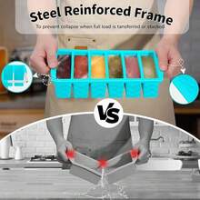 3-Pack Silicone Freezer Trays With Lids 2 Large 4 Medium 6 Small Containers For Soup Stew Sauce Meal Prep Ice Cube Trays Flexible Easy Pop Durable Kitchen Storage Molds Set - màu xanh hồ - Xem 6