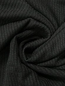 女士休闲性感纯色V领长袖荷叶边鱼尾修身连衣裙，万圣节可爱风格 - 黑色 - 查看 10