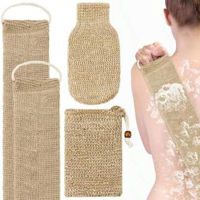 Body Exfoliating Gloves, Horse Hair Gloves, Back Scrubber, Loofah Soap Net, Natural Fiber Back Strap, Unisex Bathing Accessories