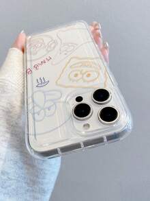 1pc Fashionable Cartoon Creative Line Peeping Spongebob & Starfish & Squirrel Pattern Breathable Shock-Proof Phone Case Cover Compatible With Samsung/Apple 17/16/15/14/13/12/11 Pro Max/12 Pro/14 Plus Etc. - Multicolor - View 4