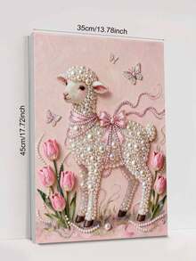 New Pearl Painting Kit - Pearl Sheep And Pink Tulips Frameless DIY Diamond Painting Set, Suitable For Bedroom Decor, Living Room Wall Art, Room Decoration, Artwork, Friend's Birthday Gift, Christmas, New Year, Valentine's Day, Holiday Gift, Full Of Innovative Creativity - Multicolor - View 5