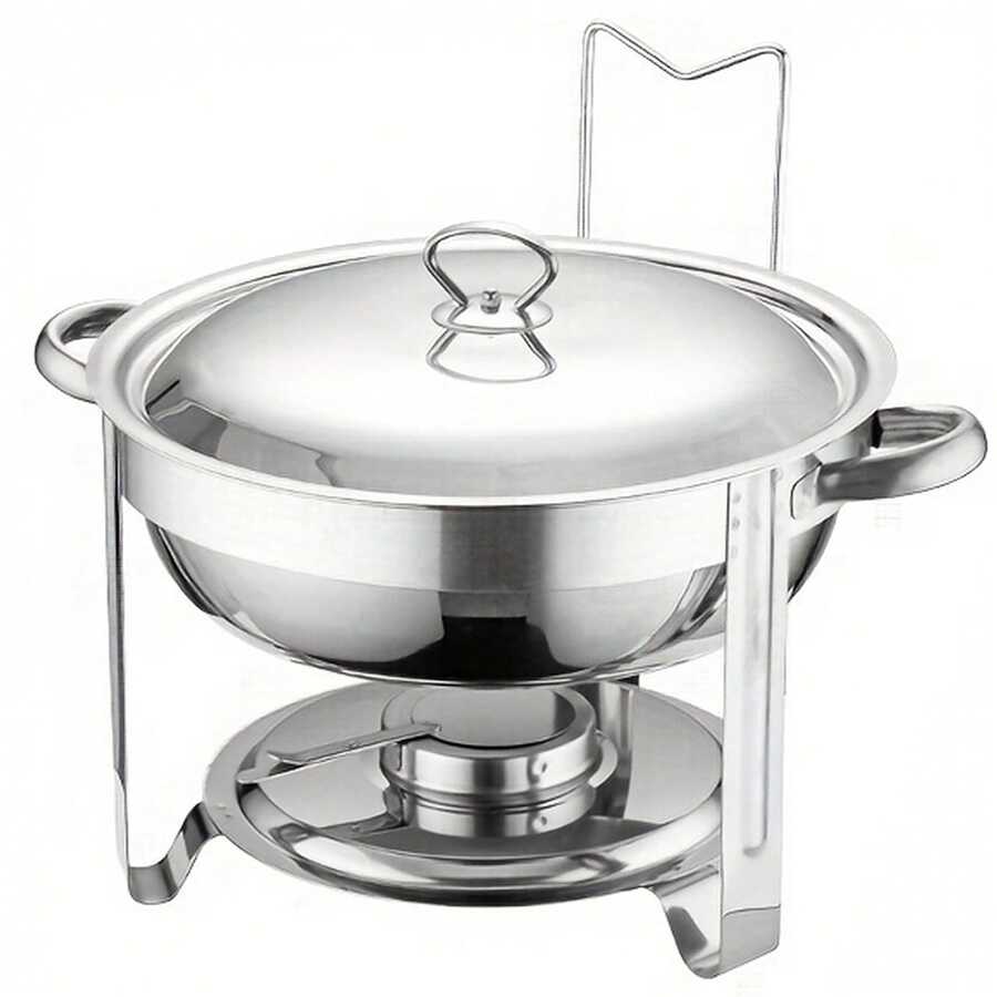 Stainless Steel Round Chafing Dish 4.5L - Buffet Set With Lid For Party Events - Silver - View 1