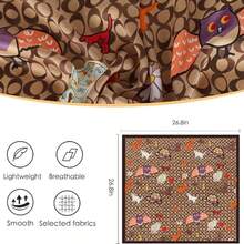 Relang Fashion Silk Satin Head Scarf For Women Hair Bandana Hair Scarf Wrap Neck Scarf For Women 27.5*27.5 Inches  Boho    Polyester - 棕色 - 查看 4