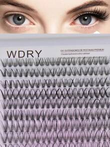 260pcs/Set High Volume Segmented Curly & Fluffy False Eyelashes, Suitable For Women Party & Date - D - View 1