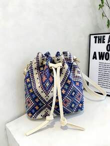 1个多色帆布单肩包、手提包、水桶包，女士款，升级加厚帆布托特包，休闲通勤单肩斜挎包，时尚简约，大容量可装日常必需品，适合各种场合 - 彩色 - 查看 13