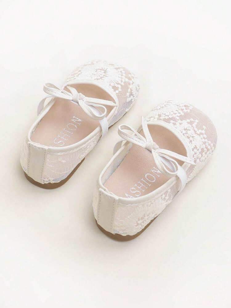 1 par de zapatos planos con lazo decorativo, de unicolor y transpirables, para niñas, adecuados para actividades al aire libre, primavera/verano - Beis - Añade 5