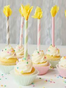 25/50支彩色条纹纸吸管，饮料吸管，直径6毫米，可爱卡通条纹纸吸管，长度197毫米 - 适用于生日派对、婚礼、周年纪念日、母亲节、学校用品、庆祝活动、实用装饰 - 彩色 - 查看 7