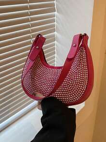 Fashionable Rhinestone Underarm Small Handbag For Women, New Stylish Chic Underarm Bag, Personalized Ins Rhinestone Tote Bag - Multicolor - View 17