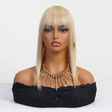 16英寸合成发片 女士发片 自然直发夹式假发 女士假发片 带刘海 - 彩色 - 查看 14