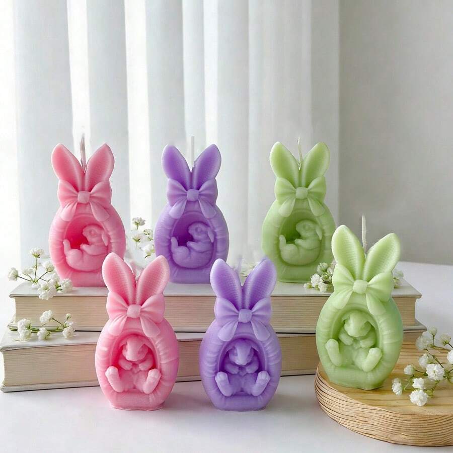 1 pieza Vela perfumada con forma de conejo, decoración del hogar, vela perfumada de conejo de Pascua, regalo de vela perfumada - 1PC - Ver 1
