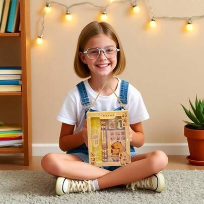 Juego de papelería infantil (incluye estuche): 5 piezas de papelería con dibujos animados (lápiz, borrador, sacapuntas, regla y cuaderno) | Ideal para la vuelta al cole, regalos y tareas escolares.