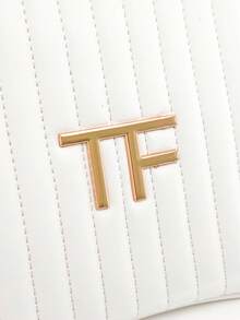 Tom Ford White Quilted Crossbody Bag Cosmetic Bag With Gold Logo And Chain Minimalist Evening Clutch - White - View 2
