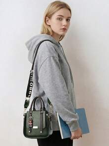 Women Fashion Handbags Top Handle Shoulder Bag Wallet Classic Vintage PU Leather Shoulder Bag Casual Crossbody Bags For Valentine's Day Use - 軍綠色 - 查看 4