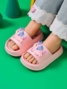 儿童夏季室内防滑拖鞋，男女童透气凉鞋，幼儿婴儿洗礼拖鞋 - 粉色 - 查看 2