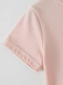 Set de 2 piezas de camiseta de manga corta y pantalones cortos con estampado de estrellas lindo para niñas, verano - Rosa - Ver 4