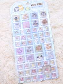 Cute Blocky Pet Series Panda And Rabbit 3D Stickers, Cute Cartoon 3D Epoxy Resin Sticker Set | For Smartphones, Planners, Cups, And Sticker Art | Smooth Surfaces, High-Quality Resin, Craft Stickers, Self-Adhesive Stickers, Stationery Lovers, DIY Fans - Multicolor - View 12