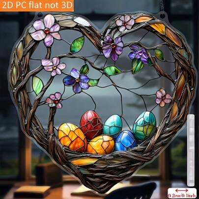 1pc 2D Flat Easter Egg Decoration, Sun Catcher, (7.87" X 7.87") Unique Shaped Decor, Whimsical Window & Garden Decoration, Ideal For Porch & Wall Art, Outdoor Seasonal Decor, Perfect Birthday Or Holiday Gift Decor, Window Decoration, Porch Decor, Whimsical Design, Dreamlike Decoration, Lightweight Material, Seasonal Decor, Holiday Ornament, Gift For Garden Lovers