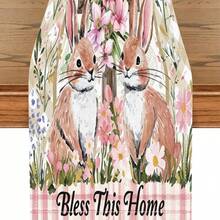 1 Stück Oster-Hase Kreuz-Muster bedruckter Tischläufer, Ostergeschenk, Osterdekoration, Polyester, rechteckig, Feiertags-Tischdekorationsstoff, Heimdekoration, Küchen-/Esszimmertischdekoration, Raumdekoration, Tischläufer - Verschiedenfarbig - Übersicht 8