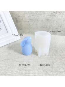 Cute Squinting Rabbit Wax Mold, Silicone Mold For DIY Closed Eye Upward Rabbit, Resin, Plaster Squeeze Squeeze Silicone Mold - A-White - View 4