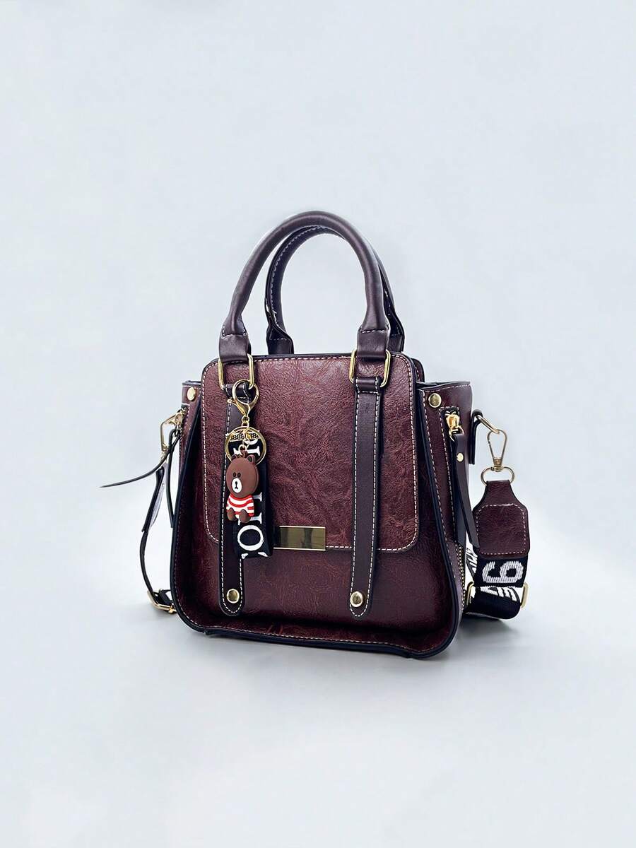 Women's Flap Design Shoulder Bag With Removeable Strap Fashionable Tote Bag Vintage Handbag For Daily Use And Valentine's Gift - 紫色 - 查看 1