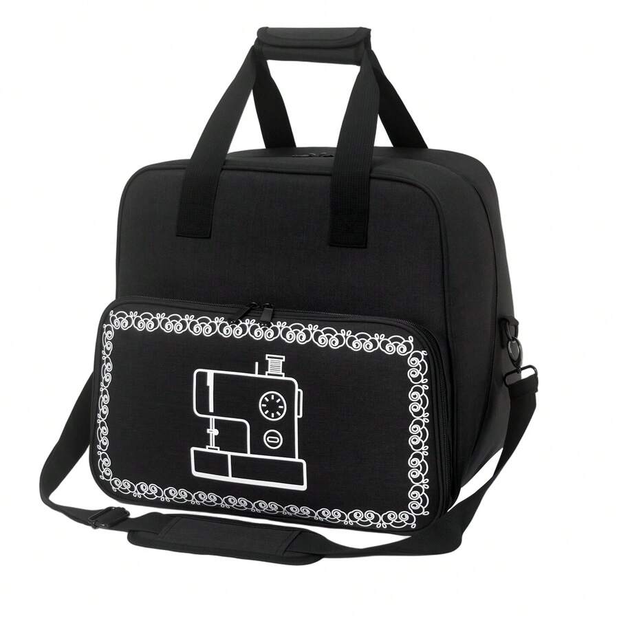 Sewing Machine Carrying Case With Multiple Pockets - Adjustable Shoulder Strap, Fits Most 15-18 Inch Sewing Machines, Made Of Waterproof Oxford Cloth - Black - View 1