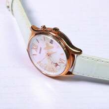 Orient Women's Elegant Quartz Watch With Date Display And Roman Numerals, Rainbow Dial Rose Gold Fashion Dress Watch With Leather Strap - Multicolor - View 4