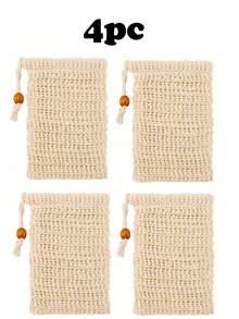 1pc/2pcs/4pcs Drawstring Linen Soap Foaming Bag, Suitable For Shower Exfoliating - Apricot - View 11
